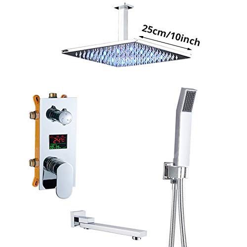Ensemble de douche encastré chrome 8 pouces avec mitigeur mural