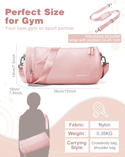 Image of Small Gym Bag for Women,Waterproof Mini Duffle Bag Womens Spotrs Workout Bags Small Travel Duffel Bag with Wet Pocket Carry on Weekender Bags for Dance Swimming,Gym,Yoga,Fitness Pink