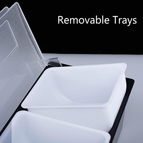 3 Compartments Condiment Dispenser, Large Plastic Condiment Holder Bar Fruit Caddy Salad Tacco Cocktail Garnish Tray for Snack Station, Buffet, Pizza Topping Station