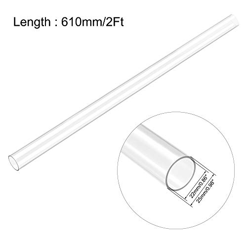 Image of uxcell Clear Rigid Tubing 22mm(7 /8'') ID x 25mm(63 /64'') OD x 2Ft Length Round Plastic Polycarbonate Tube