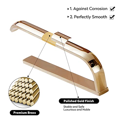 Leyden Gold Towel Ring, Bathroom Hand Towel Holder Polished Brass Towel Rack Wall Mounted Golden Bathroom Accessories Half Open Towel Rail #TOP4