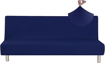 Jaotto Housse de Canape Clic Clac Extensible 3 Places, Housse de Canapé sans Bras Élastique, Couverture de Canapé Spandex, Couverture de Canapé-Lit Universel,Protection de Canapé,Bleu Marine