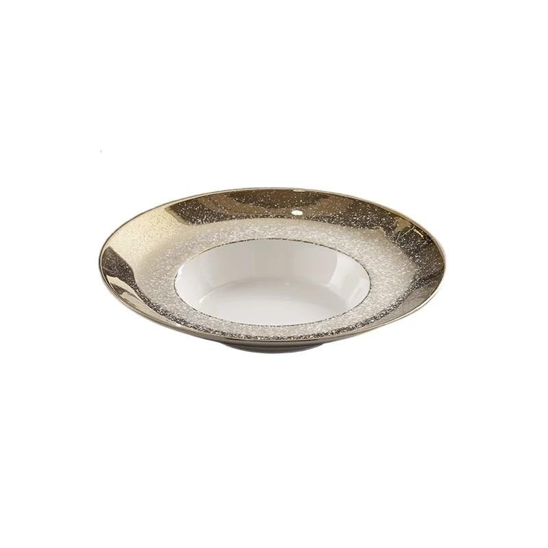 Talerze obiadowe Kreatywny Galwanizowany Ceramiczny Talerz Obiadowy Gruby Talerz Na Zupę Talerze Deserowe Talerze Na Przekąski Restauracja Specjalna Zastawa Stołowa Talerz Na Zimne Danie A 24