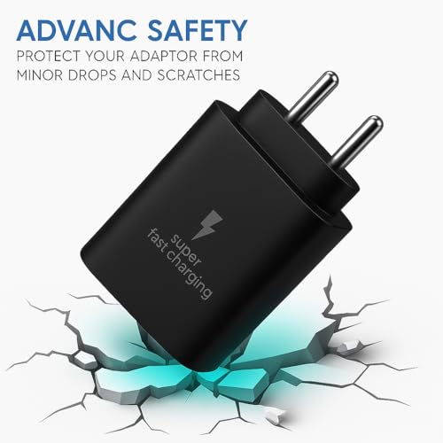 Image of 25W Original Type-C Superfast Charger Adapter Compatible with Samsung-Galaxy S /A /M /F /Z Series | S23 /S22 /S21 /21 fe /S20 /M14 5G /M34 /M54 /M53 5g /M33 /M13 /A34 /A54 5G (Black)