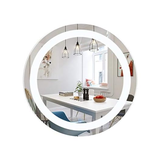 Ledd rund spegel vit badrum upplyst spegel hushållsbelysning spegel väggmonterad badrum spegel tvättställ rund spegel (Color : White, Size : 70cm)