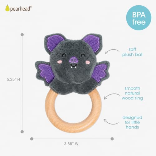 Image of Pearhead Halloween Bat Wooden Baby Teether