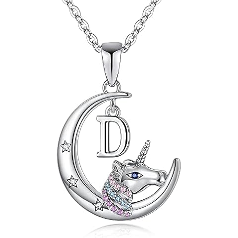 TINGN Unicorn Necklace with Initial Pendant Cover