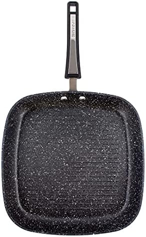 Scoville Sky Neverstick 28cm Grill Pan - Super Non Stick, Speckled Inner Design, Gloss Exterior, East to Clean, Induction Suitable, Grey/Black