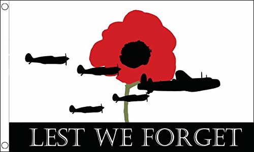 Lest We Forget Flag RAF 5ft x 3ft (150cm x 90cm) - Remembrance Banner British Military Royal Air Force Tribute Banner, Veterans Memorial Flag for Outdoor Garden Display