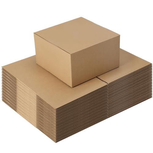 Image of 6x6x4 Shipping Box set of 40, Kraft Business Corrugated Box Mailers for Packaging