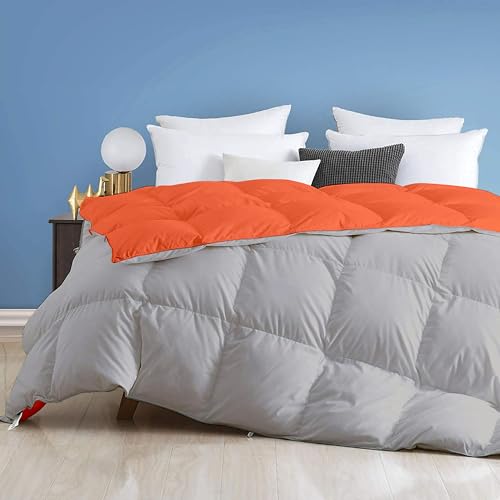 Image of Day Care - 400 GSM Hotel Quality-Down Alternative Reversibleblanket for Winter Double Size (90 inch x 100 inch Inches /228cm x 228cm) - Comforter Set for Double Bed|Orange /Silver