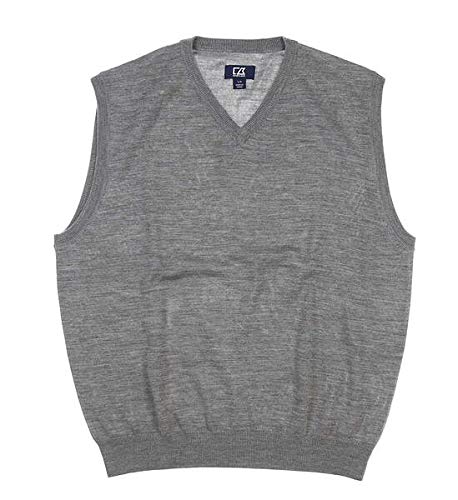 New Mens Cutter & Buck Douglas V-Neck Sweater Vest Large L Gray MCS01432