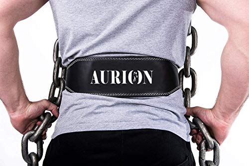 Image of Aurion Leather Gym Belt for Weight Lifting - XS, Black Gym Belt for Men, Padded Back Support, Dead Lift Belt, Professional Weight Lifting Accessory for Enhanced Performance