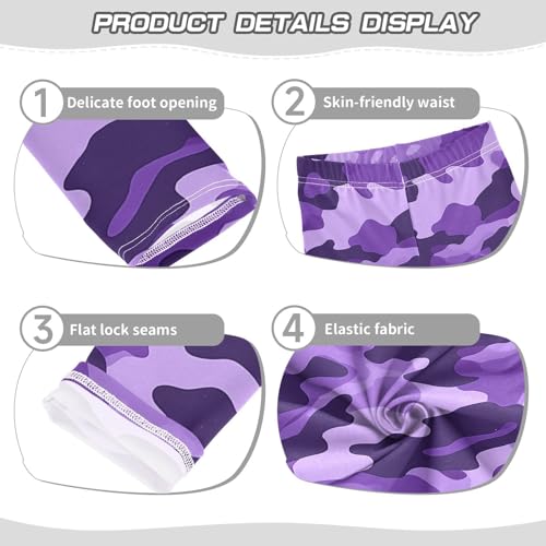 ALAZA Girls' Leggings Children's Yoga Pants Skinny Printed Dance Purple Camouflage Comfortable 4T2