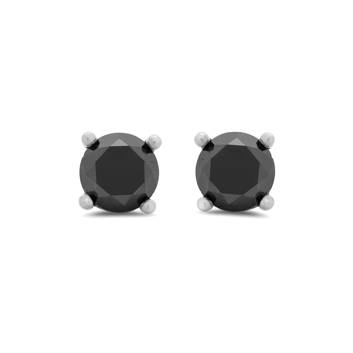 Amazon Essentials 0 5 to 2 Carats Round Black Diamonds 10K White Gold Stud Earrings - Stud Earrings