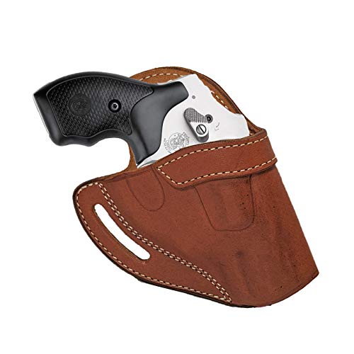 Ruger LCR Revolver_Leather OWB Belt Holster_S&W 2" J Frame 36 60 442 642 340PD_Crossdraw (Brown)