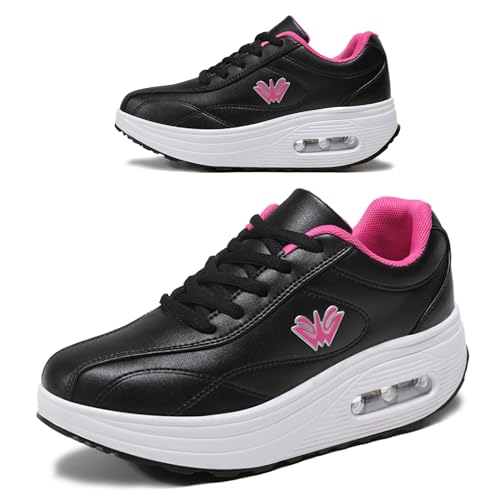 Image of RUIDENG Platform Sneakers for Women Air Cushion | Walking Shoes Women Comfortable All Day | Thick Rocker Bottom