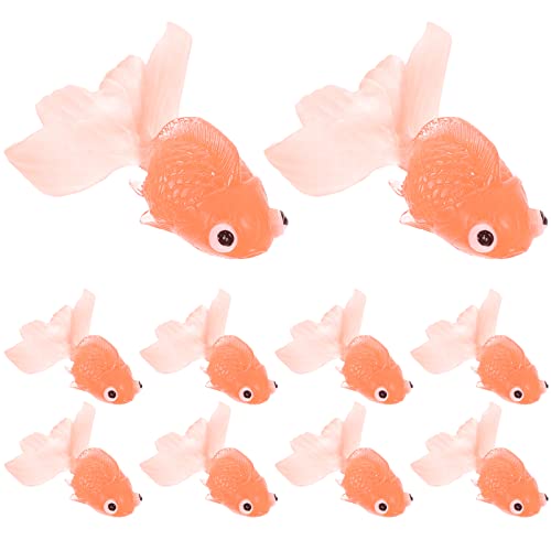 Gadpiparty 10Pcs Fake Goldfish, Rubber Fish, Soft Tpr Aquarium Decoration Kids Fishing Playset Realistic Tank Decor
