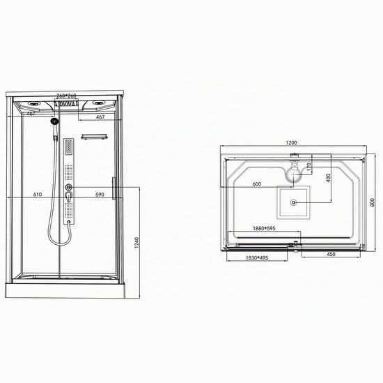 Bagno Italia Cabina de ducha hidromasaje 80 x 120 cm montaje rápido Quick Line radio bluetooth