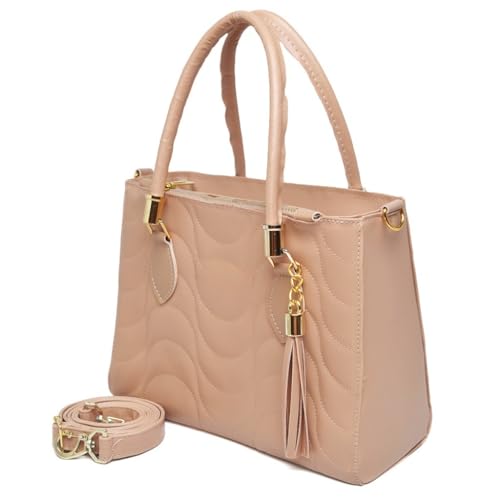 Bolsa de Mão Feminina, Couro Branco, Alça Transversal Removível, Detalhes em Metal Dourado (AMENDOA)