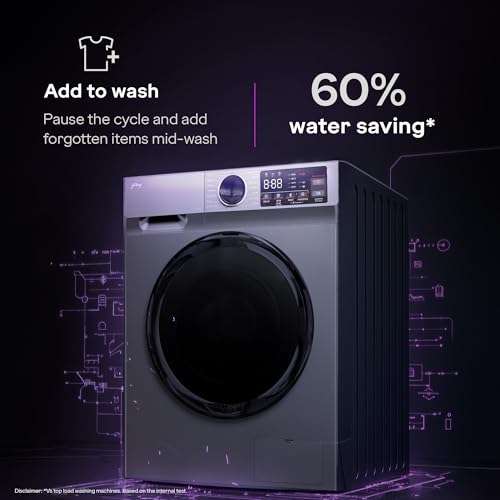 Image of Godrej 10 Kg 5 Star, 4 Years Comprehensive Warranty, AI Powered, Steam Wash, Pause The Cycle, Digi Inverter Fully Automatic Front Load Washing Machine (WFEON CEL 1014 IEBT SLSR, Silver Stream)