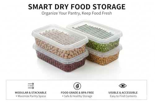 Image of 2000Ml Clear Fridge Stackable Organiser Storage Boxes with Clip Lock Lids for Vegetable & Fruits