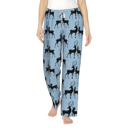 Pantalon de pyjama en flanelle Deer pour femme avec poche