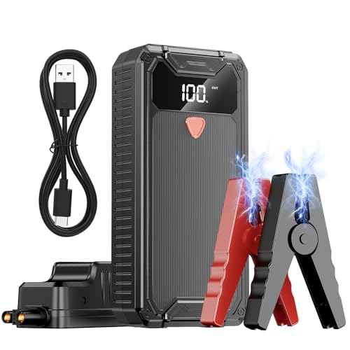 Avviatore Batteria Auto, 4000A 26800mAh Emergenza per Auto Booster Avviamento Auto/Moto(Fino a 10L Benzina e 8L Diesel) Jump Start Con LED Con Display USB...