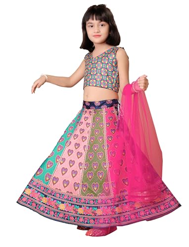 Image of Girls Art Silk Lehenga Choli Set with Net Dupatta