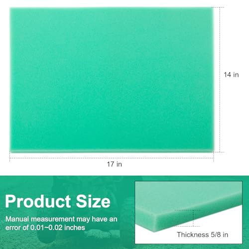 Image of Foam Air Filter Material Replacement for Uni Filter ATV Air Filters- BF-1 BF1 14 inch X 17 inch X 5 /8 inch 65-PPI Green Fine Foam Sheet, Air Filter Pads for Motorcycle ATV Scooters Dirt Bike