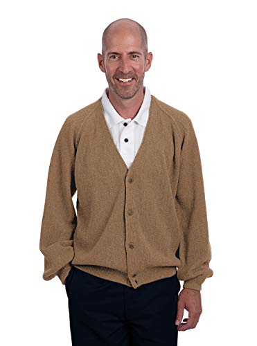 Alpaca Golf Men's Retro-Pro Alpaca Golf Cardigan (Large, Camel)