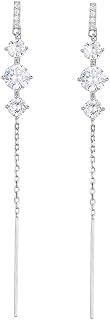 925 Sterling Silver Shiny Round Cubic Zirconia Dangle Earrings Chain for Women Teen Girls Crystal Droplet Tassel Earrings