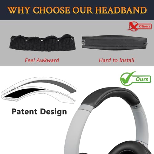 Image of SOULWIT Protein Leather Headband Cover for Sony WH-CH710N /WHCH710N /WHCH710 /CH710 (Do Not Fit WH-CH700N /WH-CH720N) Headphones, Replacement Headstrap Pad Repair Part - Black