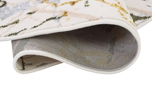 TAPISO Crystal Rund Teppich Kurzflor Glänzend Hellgrün Gold 160 x 160 cm – Ansicht 5