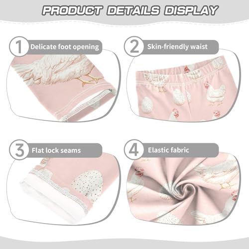 Wusikd Chickens Eggs Girls' Leggings Toddler Doodles Kids Yoga Pants Dance Active Tights 4T3