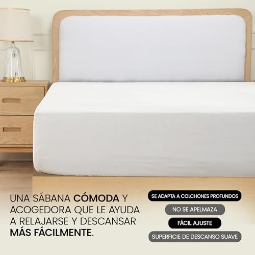 Miniatura 6 de Utopia Bedding Sabana Bajera 135x190 - Blanco - Certificado Oeko Tex - Certificado Oeko Tex - Bolsillo Profundo - Microfibra Cepillada Cama 135