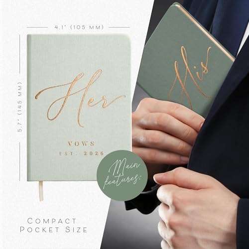 Image of ARTESORI Custom 2026 Vow Books His & Hers - Mint & Sage Linen Wedding Vow Books Ideal as Accessories for Brides & Grooms, His & Hers Gifts - Wedding Registry Must Haves 2026 & Elopement Essentials
