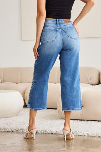 Judy Blue Braid Side Detailed Wide Leg Jeans3