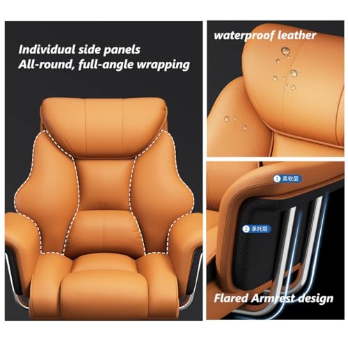 Chaise de bureau ergonomique en cuir de luxe avec dossier - 7