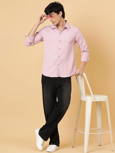 Image of KOTTY Men's Textured Casual Shirt - Long Sleeve||Button-Down Collar||Classic Fit