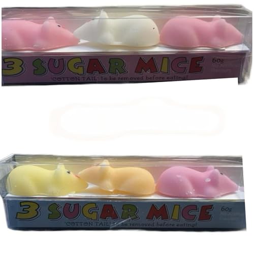 Sugar Mice with cotton tails x 3 Nostalgic Traditional Stocking Filler (Pink & White)
