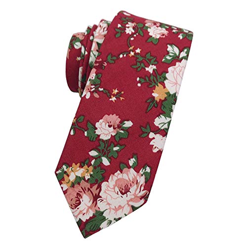 Image of Mantieqingway Floral Ties for Men Skinny Cotton Tie Flower Necktie