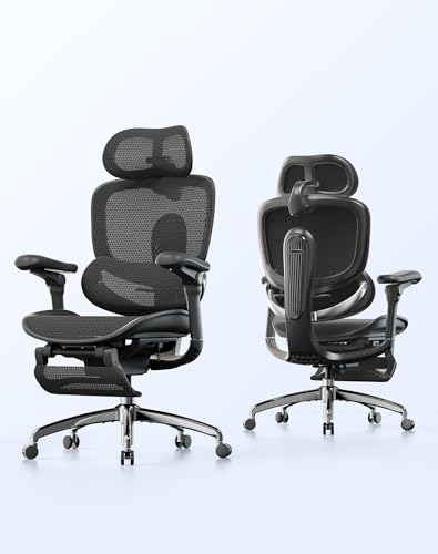 Image of SIHOO Doro C300 Pro V2 Ergonomic Office Chair with Footrest & Full-Body Adaptive Support, 8D Armrests & Breathable Mesh, Comfy High Back Computer Desk Chair for Long Hours, 135 Recline, Jet Black