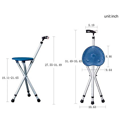 Bastda Passeggio, Sedile a Stampella Pieghevole, Sedia a Stampella in Alluminio Leggero Regolabile in Altezza con Luce a Led, Sgabello a Stampella per Massaggio, Sgabello Di Riposo per Anzian