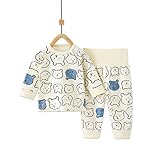 [Hapipana] ベビー パジャマ 腹巻き付き 上下セット 子供 キッズ ベビー服 男の子 女の子 ルームウェア ナイトウェア ボーイズ ガールズ レギンス 綿100％ 寝巻き 春 秋 冬 80 90 100cm（ブルー熊，80）