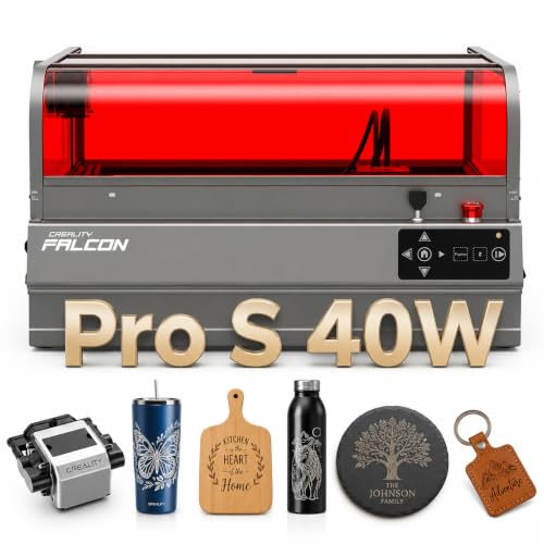 Falcon2 Pro S 40W Enclosed Laser Engraver with Air Assist, Built-in Camera, Class 1 Laser Cutter and...