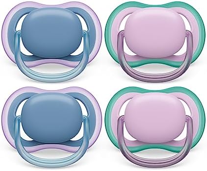 Philips Avent Ultra Air Pacifier - 4 x Light, Breathable Baby Pacifiers for Babies Aged 6-18 Months, BPA Free with Sterilizer Carry Case, SCF085/54