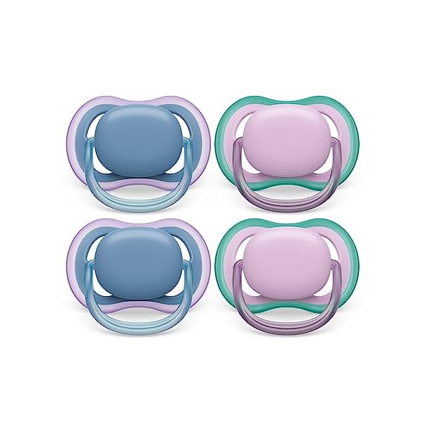Philips Avent Ultra Air Pacifier 6-18m, Blue Hush/Lush Lilac, 4 pack SCF085/54