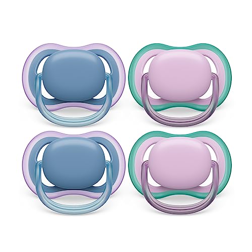 Philips Avent Ultra Air Pacifier – 4 x Light, Breathable Baby Pacifiers for Babies Aged 6-18 Months, BPA Free with Sterilizer Carry Case, SCF085/54