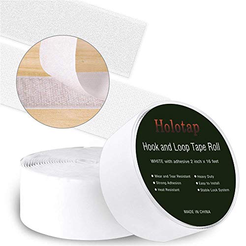Holotap Sticky Back Hook and Loop Tape 2 inÃ—16 ft, Self Adhesive Fastener Interlocking Tape (White, 2 Inch)